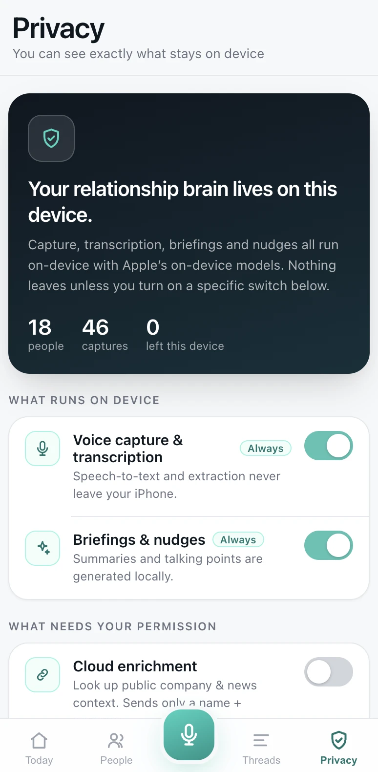 On-device privacy